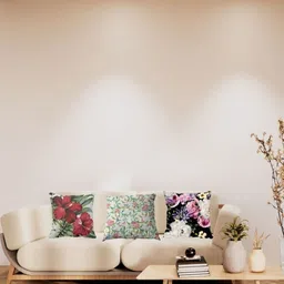THEYAYACAFE White & Green Set of 3 Floral Velvet Square Cushion Covers-14