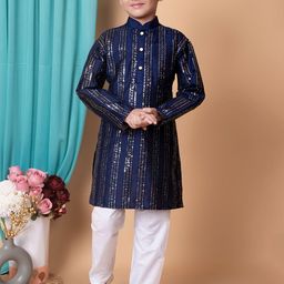 AHLAN APPARELS Boys Woven Design Embroidered Kurta with Pyjama-56