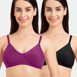 Tweens Pack of 2 Solid Non-Wired Non-Padded T-shirt Bras TW-9285-MG-2PC-BLK-30B-image-95