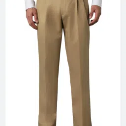 Louis Philippe Khaki Cotton Regular Fit Trousers-image-98