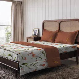 The Happy Pod Red & White Floral Microfiber 160 TC Flat Queen Bedsheet & 2 Pillow Covers-picture-44
