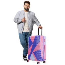 Nasher Miles Chicago Hard Polycarbonate Printed Check-in Luggage Pink Grey (75cm) Trolley Bag-99