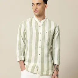Mr Bowerbird Men Premium Tailored Fit Striped Linen Cotton Casual Shirt-image-57
