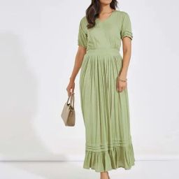 Styli Green Cotton Maxi Dress-image-23