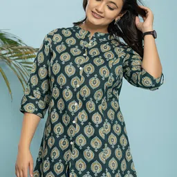 INDYES Women Ethnic Motifs Printed Pure Cotton Straight Kurti-image-14