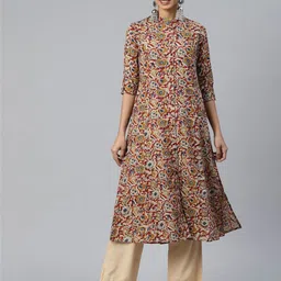 GULMEHAK Women Floral Printed Mandarin Collar A-Line Kurta-picture-17