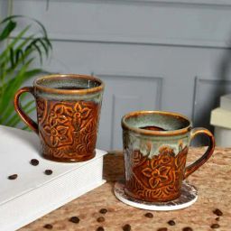 Aapno Rajasthan Brown Ceramic Cup (0.3 L) - Set of 2-picture-33
