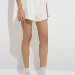 Superstar by Westside White Self-Patterned High-Rise Cotton Shorts-image-73