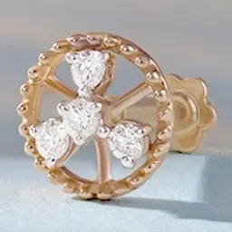 Mia by Tanishq Radiant Clover Gold and Diamond Nose Pin for Women-image-80