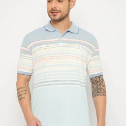 Duke Blue Regular Fit Striped Polo T-Shirt-picture-37