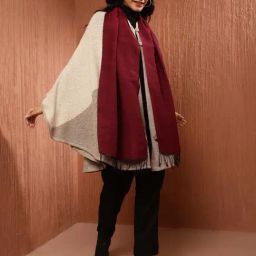 Fabindia Maroon Woven Pattern Muffler-picture-18