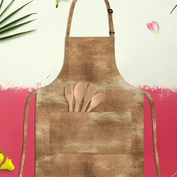 ArtzFolio Brown & Beige Printed Cotton Apron-9