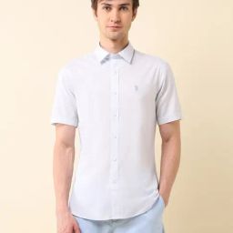 U.S. Polo Assn. Blue Cotton Regular Fit Shirt-image-74