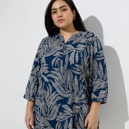 Diza by Westside Teal Foliage Printed Kurti-image-62