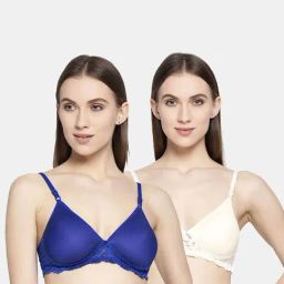 AROUSY Blue & White Cotton Self Pattern T-Shirt Bra - Pack Of 2-picture-24