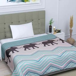 Romee Blue Cotton Geometric Blankets Quilts and Dohars-image-73