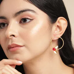 Anouk Gold Plated Beaded Contemporary Drop Earrings-8