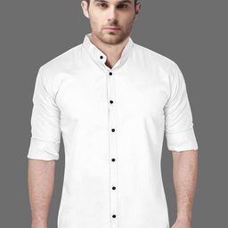 Metronaut Men Regular Fit Band Collar Solid Cotton Casual Shirt-image-43