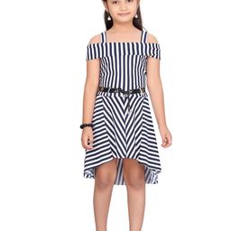 BAESD Striped Cold-Shoulder Fit & Flare Dress-image-72