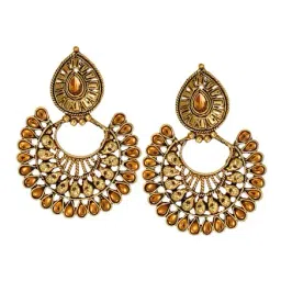 Zaveri Pearls Yellow Alloy Ethnic Dangler Earring-18