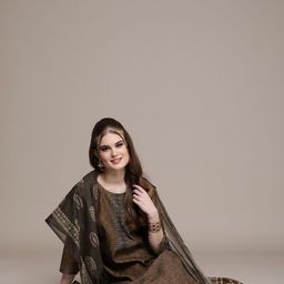 Anouk Women Brown Ethnic Motifs Printed Regular Kurta with Trousers-image-12