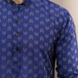 PulseIQ Men Navy Blue Cotton Blend Kurta Sets image 3