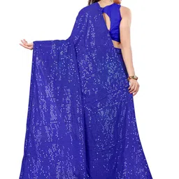 GAVUBAA Blue Pure Georgette Leheriya Sarees-picture-22