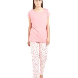 Soie Pink Cotton Pyjama Set-image-19