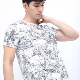 KETCH Men Beige Printed Slim Fit T-shirt-image-5