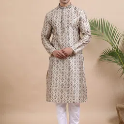 TATTVA Men Ethnic Motifs Printed Mandarin Collar Regular Kurtas & Pyjamas-28