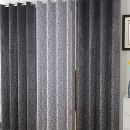 Galaxy Home Decor Grey & White 3 Pieces Room Velvet Darkening Long Door Curtains-image-37