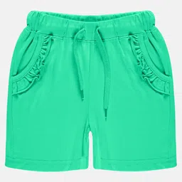 Kiddopanti Frill Detailed Pocket Hot Shorts - Aqua Green-picture-8