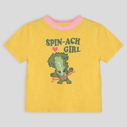 Somersault Cotton Half Sleeves Spinach Girl Text Printed Tee - Yellow-image-25