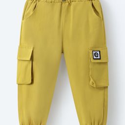 Mark & Mia Cotton Full Length Trousers with Cargo Pockets & Patch Detailing - Yellow-image-56