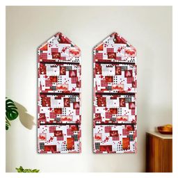 Kuber Industries Pack of 2 Wall Hanging Organizer for Wardrobe with 3 Pockets & Zip | Letter Holder, Socks & Tie Storage Pouches | Dil Design - White-image-14