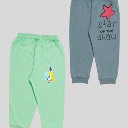 Tiny Hugs Cotton Pack Of 2 Baby Zebra & Star Of The Show Text Printed Joggers - Multi Colour-image-14