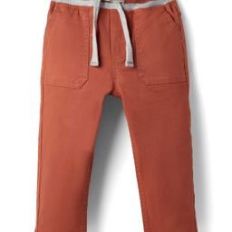 Babyhug Twill Woven Full Length Solid Coloured Trousers With Stretch - Rust Orange-image-53