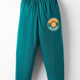 Tango Single Jersey Knit Full Length Track Pant With Los Angeles Text Print - Turquoise-picture-27
