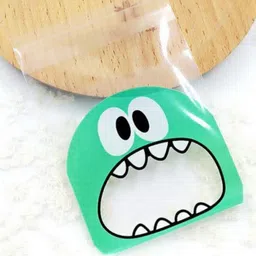 Birthday Popper 100 Pcs Green Monster Face Transparent Treat Pouches Self-Adhesive Bags for Return Gifts, Chocolates, Candies-picture-20