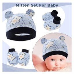 Bembika CottonTeddy Bear Designed Cap With Coordinating Pair Of Mittens & Booties Set - Navy Blue image 2