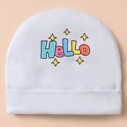 Bubble Pop Cotton Knit Cap Mitten & Booties Set With Text Print White - Diameter 10.5 cm image 2