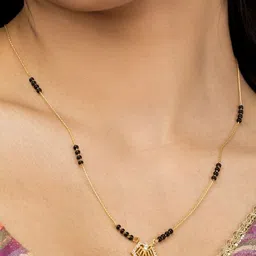 SHWENIT JEWELS Gold-Plated Kundan Stone Studded and Beaded Mangalsutra-picture-24