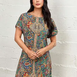 JC Mode Ethnic Motifs Print A-Line Dress-image-21