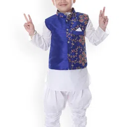 BAESD Boys Mandarin Collar Straight Kurta With Salwar & Waistcoat-11