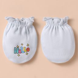 Bubble Pop Cotton Knit Cap Mitten & Booties Set With Text Print White - Diameter 10.5 cm image 5