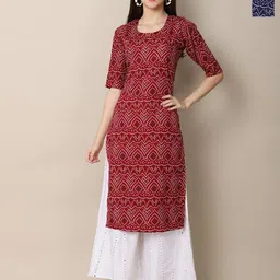 Anouk Rustic Women Pack of 2 Bandhani Printed Round Neck Straight Kurta-36