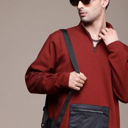 FCUKOversized Pocket Mock Collar Half Zipper Sweatshirt-image-43