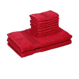 kopa BIANCA Set Of 10 Red Solid Pure Cotton 380 GSM Towel Set image 3