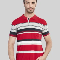 BE POSITIVE Men Striped Polo Collar T-shirt-image-18