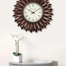 CHRONIKLE Sun Burst Design Brown Iron Roman Number Analog Wall Clock-image-81